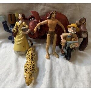 7 Vintage 1999 McDonald's Tarzan Happy Meal Toy Figure Lot Jane Tantor Sabor